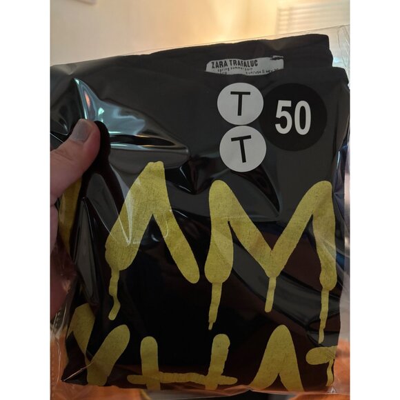 Zara Trafaluc Black "I Am What I Am" Tie-Back T-Shirt S Cotton Blend - Picture 5 of 10